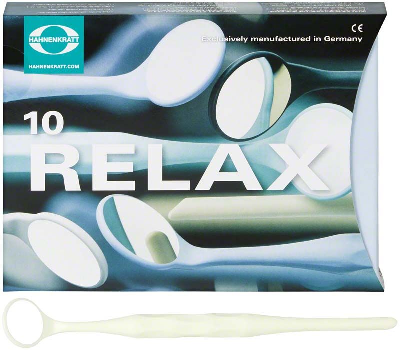 Mundspiegel RELAX FS Rhodium Gr. 4 in pastellgelb mit ergonomischem Griff.