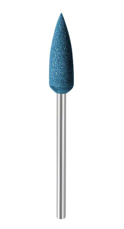 Blauer dentaler Schleifaufsatz mit zylindrischem Schaft.