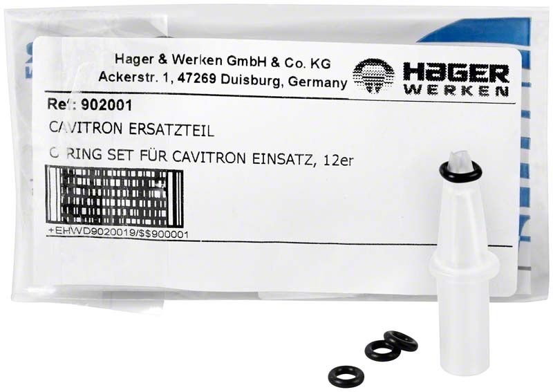 Cavitron®-Insert O-Ringe Verpackung mit 12 schwarzen O-Ringen und Zubehör.
