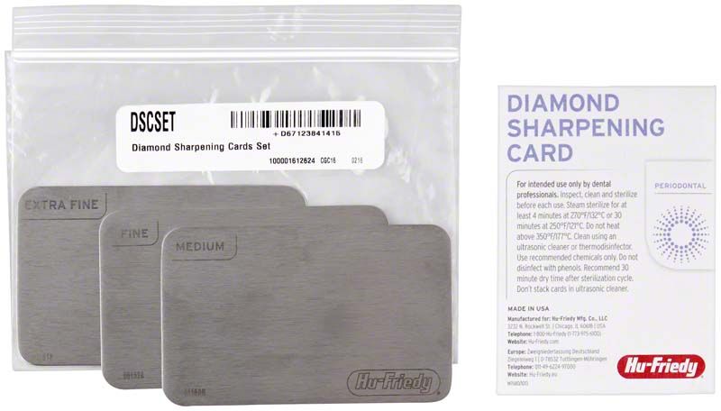 Diamantschärfkarten-Set mit drei Karten in verschiedenen Körnungen.
