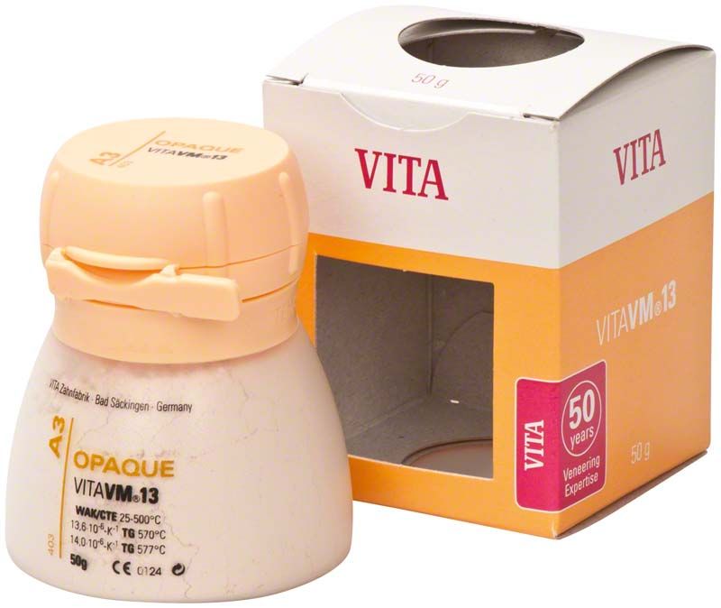 Keramikmasse VITA VM 13 Opaque 50g mit Verpackung.
