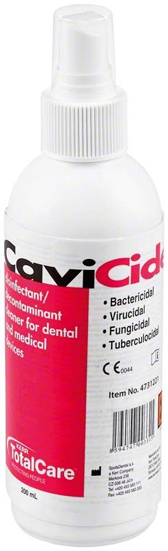 CaviCide™ Flasche 200ml mit Sprühkopf für Flächendesinfektion.