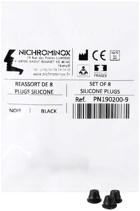 Schwarze Silikon-Einsätze für Bohrerständer, Set aus 8 Stück.