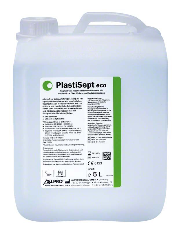 PlastiSept eco Kanister 5 Liter für Flächenreinigung und Desinfektion.