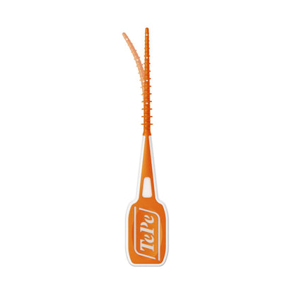 Türkisfarbener EasyPick™ Interdentalreiniger in Größe M/L, Nahaufnahme.