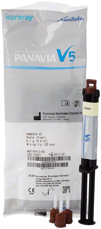 Panavia V5 Paste Refill Clear mit Verpackung und Applikatorspritze.