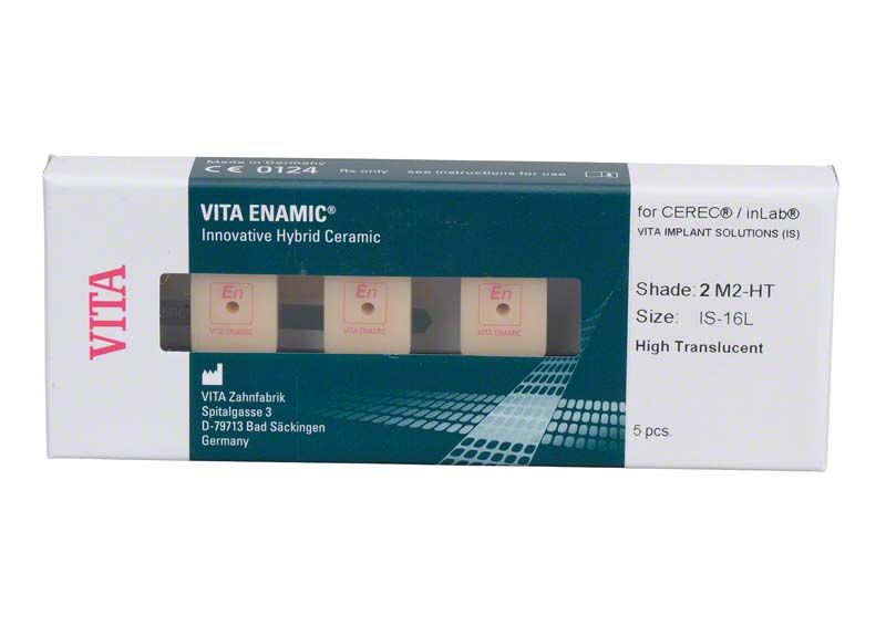VITA ENAMIC® IS-16L HT 2M2 CAD/CAM Blöcke in Verpackung.