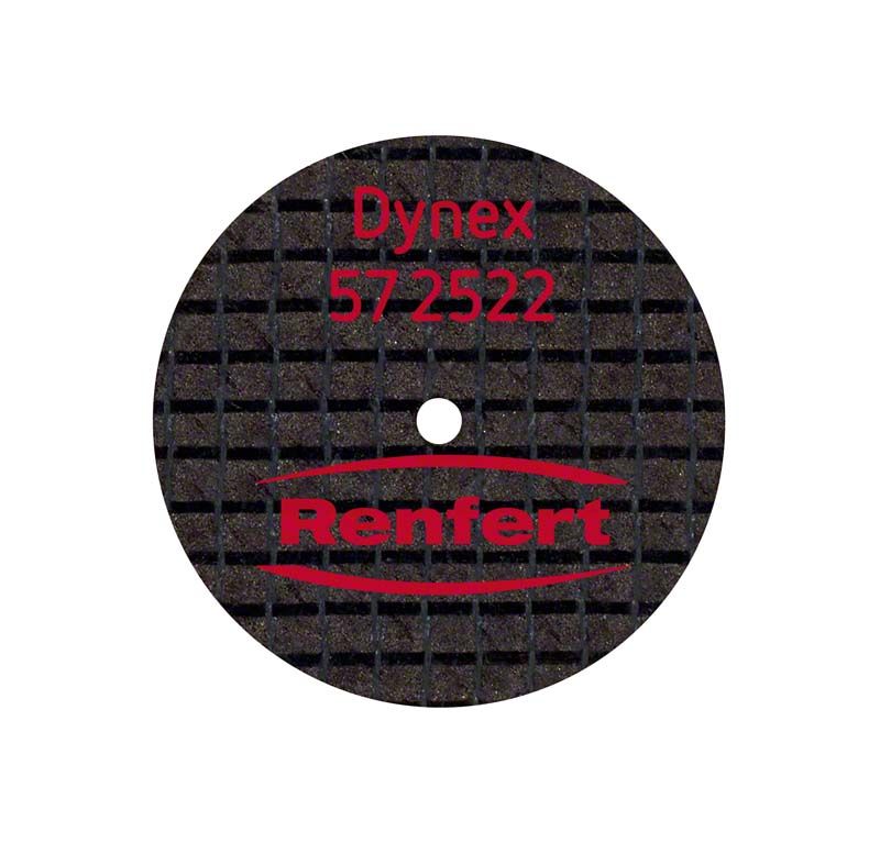 Schwarze Trennscheibe Dynex für Dentalanwendungen mit rotem Aufdruck.