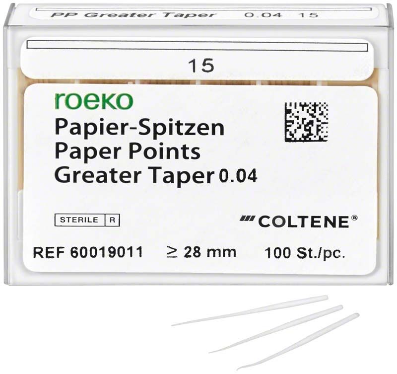 ROEKO Papierspitzen Greater Taper 0.04, Schiebeschachtel, Gr. 15, 100 Stück.