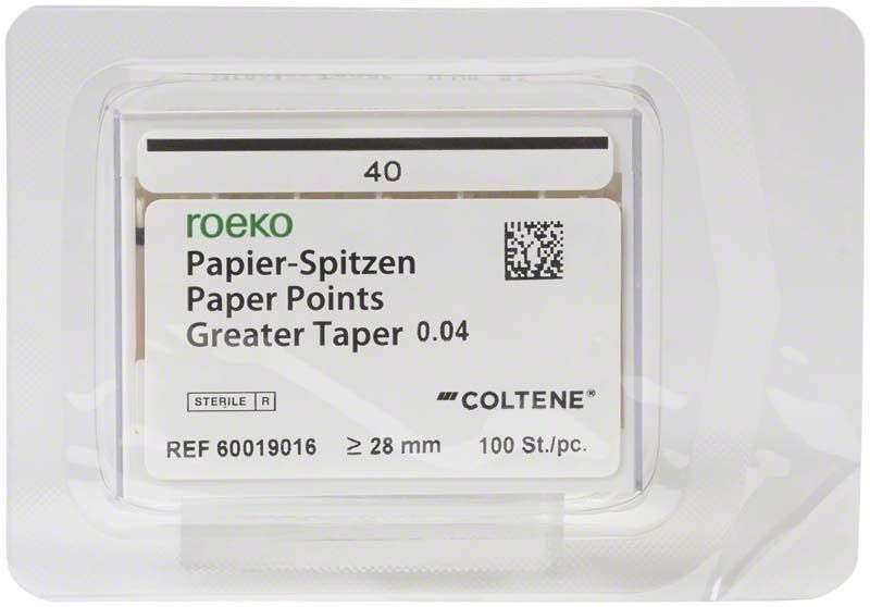 ROEKO Papierspitzen Greater Taper 0.04 in Schiebeschachtel, Größe 40.