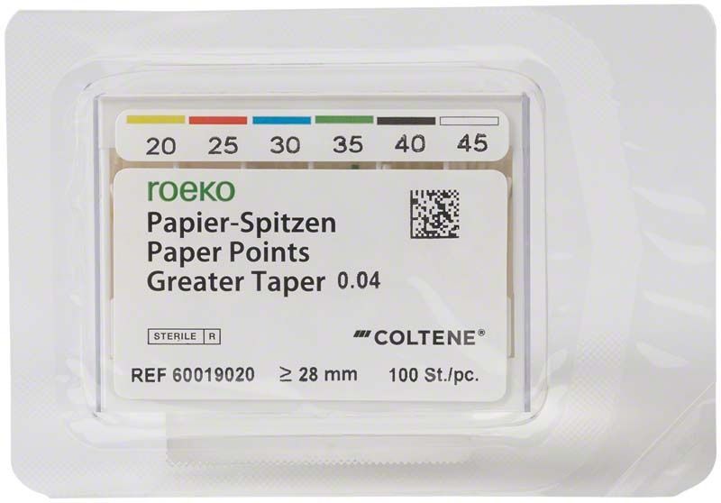 ROEKO Papierspitzen Greater Taper 0.04 in Schiebeschachtel, Größen 20-45.