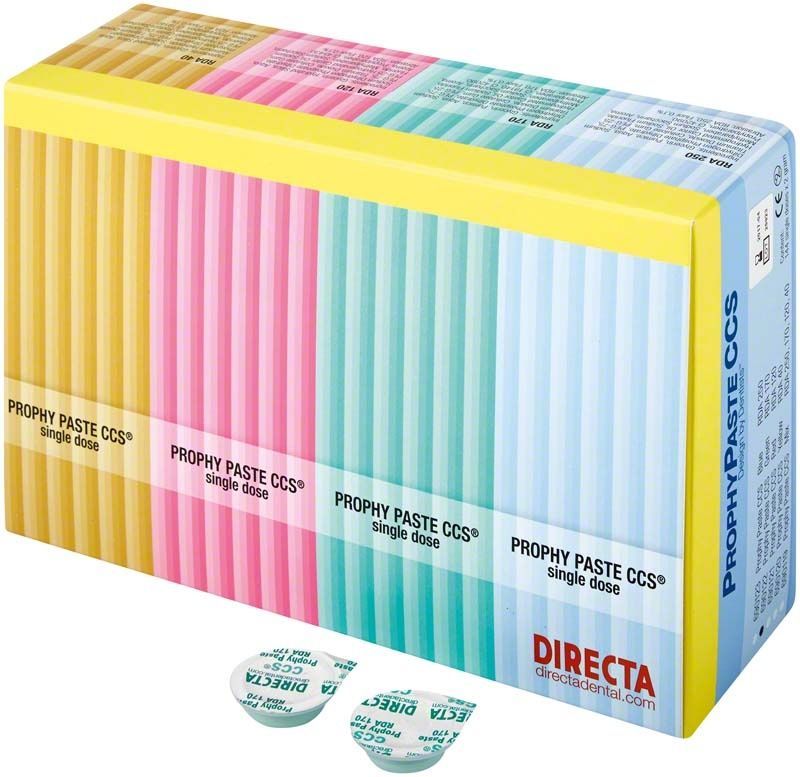 Prophy Paste CCS Einzelportionen in bunter Verpackung von Directa.