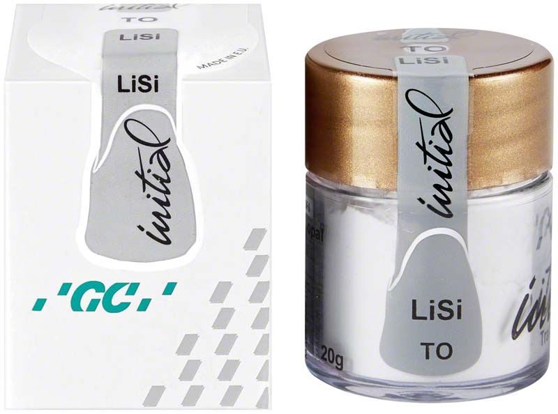 GC Initial LiSi Transluzent TO in Originalverpackung mit Glasbehälter und Etikett.
