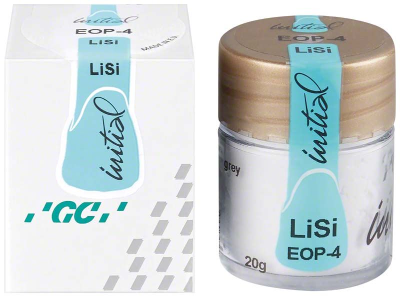GC Initial LiSi Enamel Opal EOP-4 in Glasbehälter mit Verpackung.