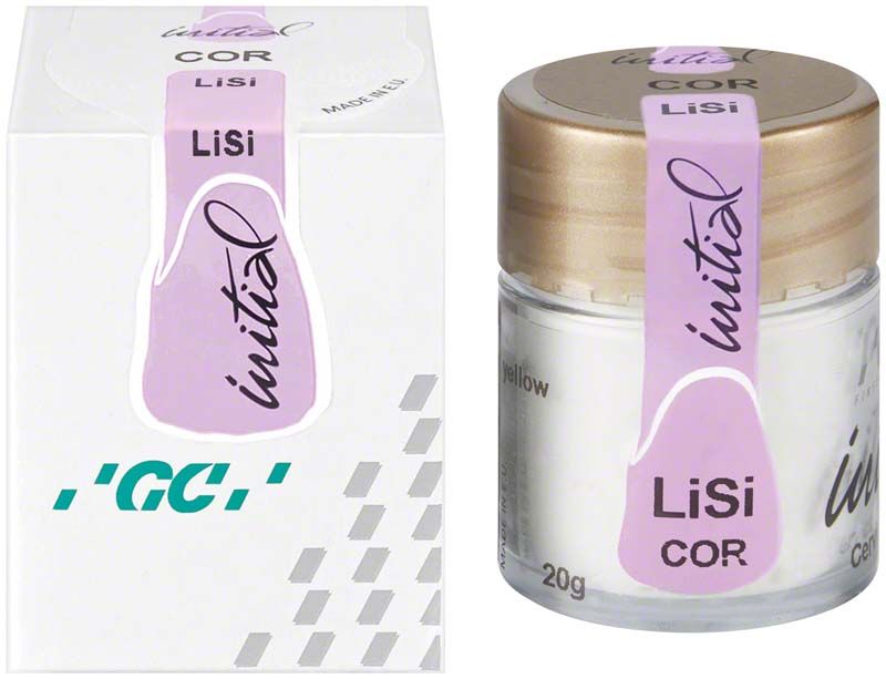 GC Initial LiSi Correction Powder COR in Glasbehälter mit Verpackung.