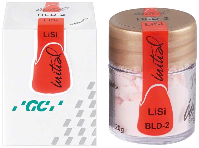GC Initial LiSi Bleach Dentin BLD-2 Verpackung und Glasbehälter