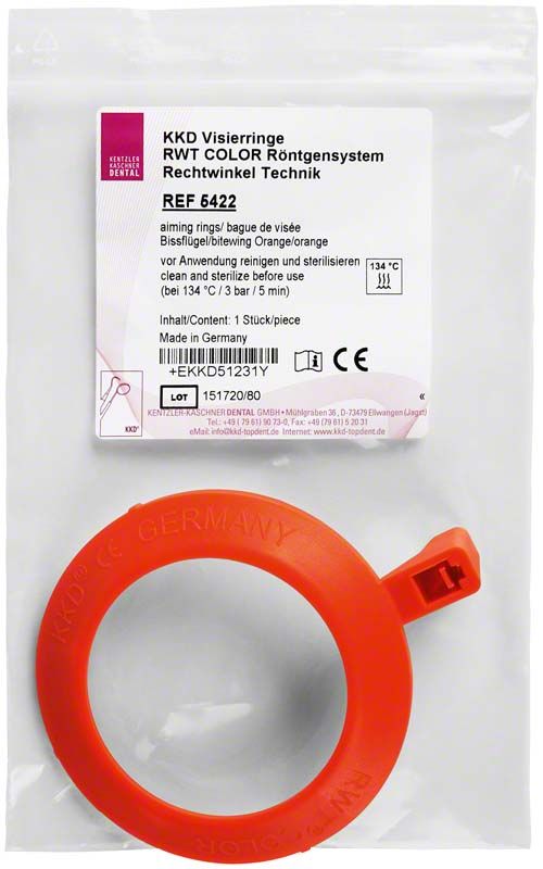 Roter Visierring für KKD® RWT® COLOR System mit Verpackungsetikett.