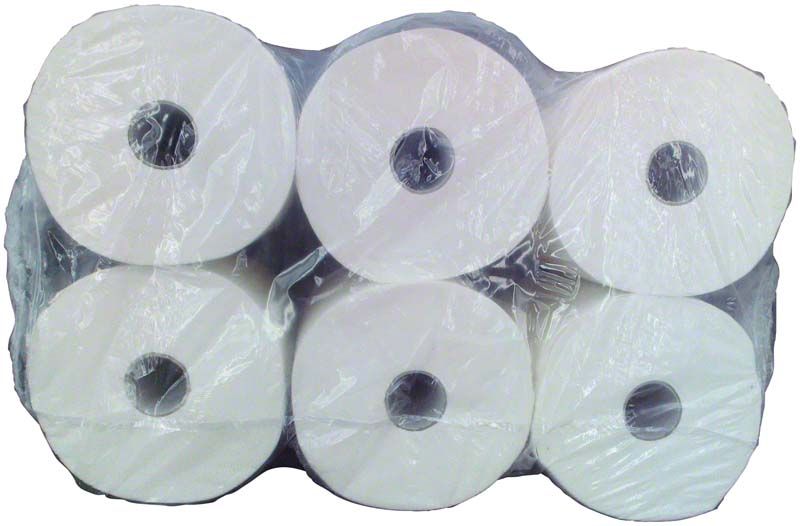 Sechserpack Handtuch-Papierrollen Comfort Premium 90 in transparenter Folie verpackt.