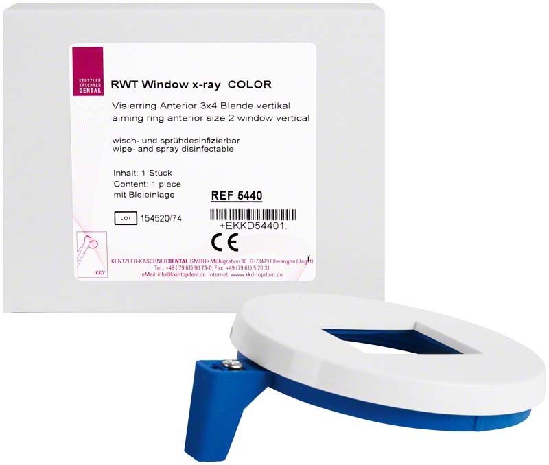 Visierring Anterior 3x4 mit Verpackung für präzise Dentalbildgebung.