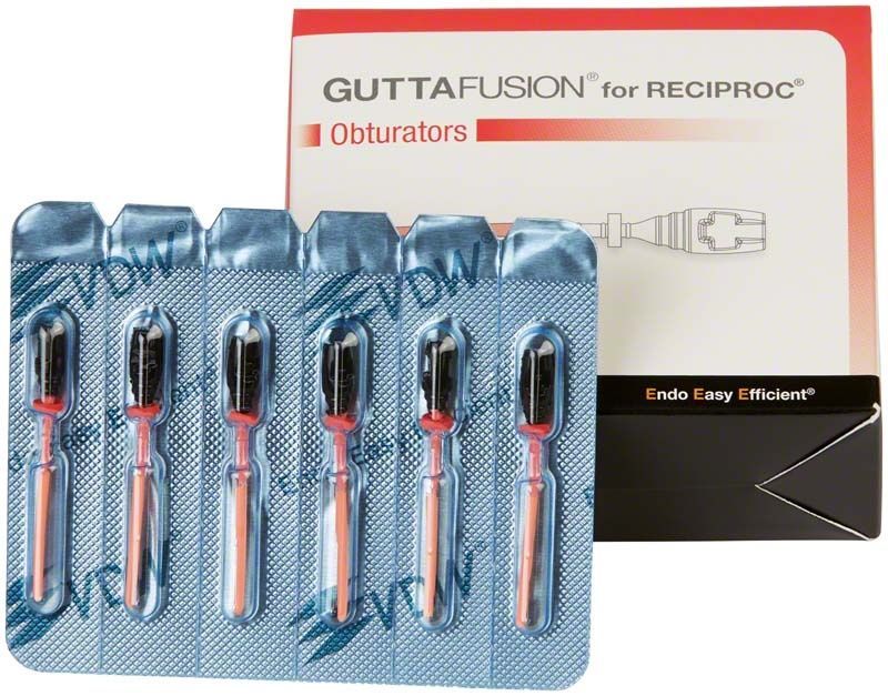 GUTTAFUSION® Obturatoren RECIPROC® R40 in Blisterverpackung vor Produktverpackung.