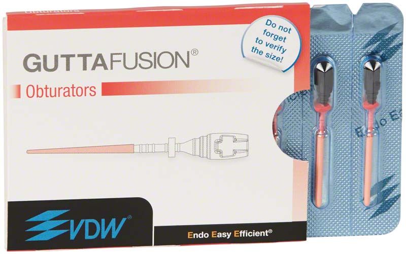 Verpackung von GUTTAFUSION® Obturatoren, Größe 040, mit zwei Obturatoren sichtbar.