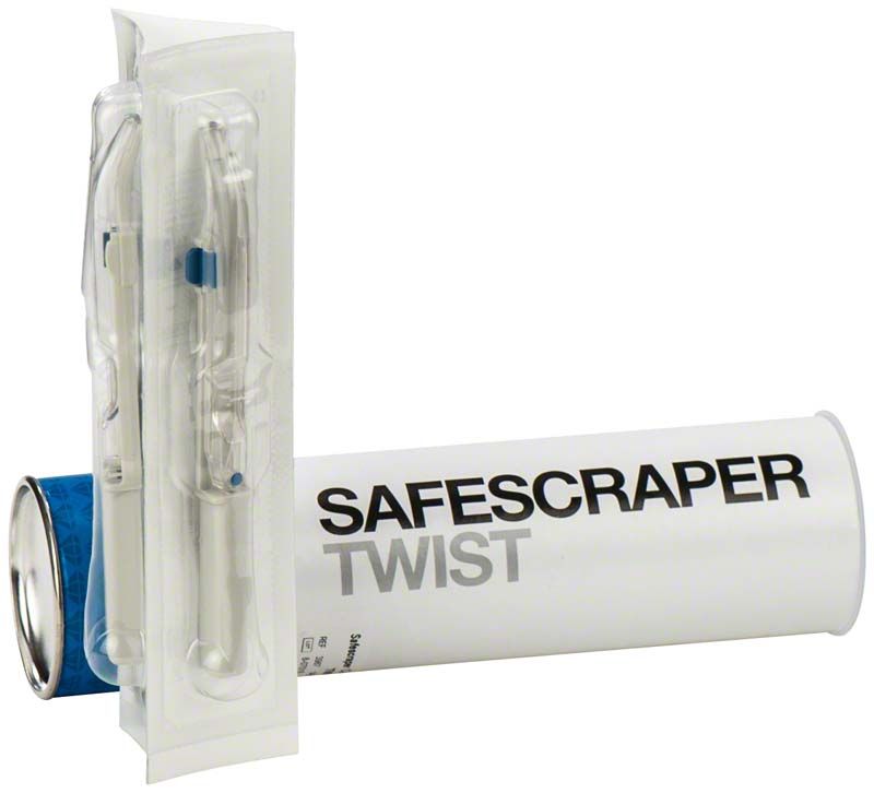Safescraper Twist gebogen Einweg-Knochensammler mit Verpackung.