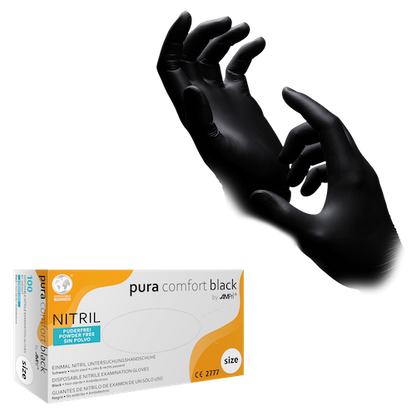 PURACOMFORT BLACK Nitril-Einmalhandschuhe, puderfrei