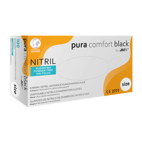 PURACOMFORT BLACK Nitril-Einmalhandschuhe, puderfrei