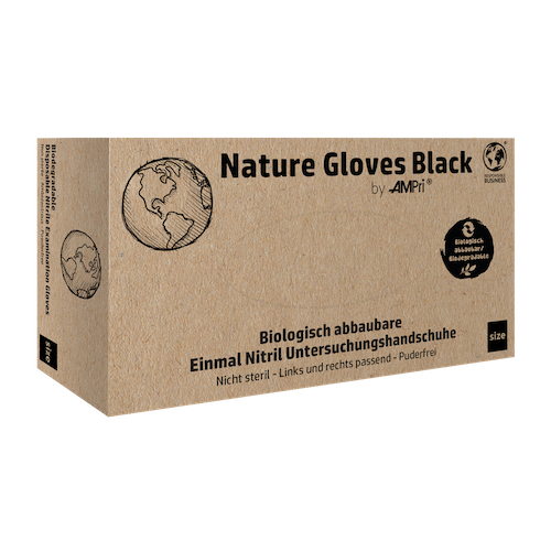 Nature Gloves Black, Schwarze Nitrilhandschuhe, puderfrei