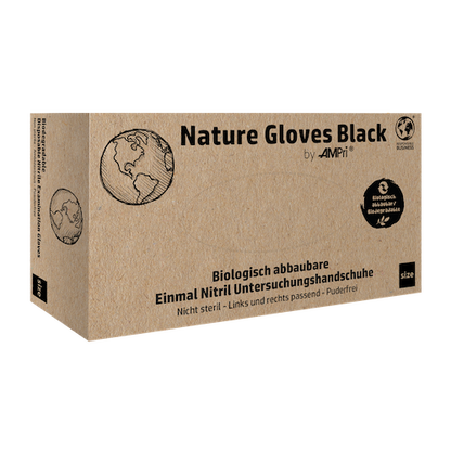 Nature Gloves Black, Schwarze Nitrilhandschuhe, puderfrei