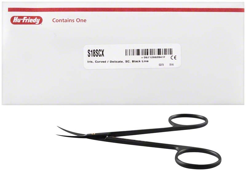 Schwarze gebogene Iris-Schere Super-Cut, feine Ausführung.