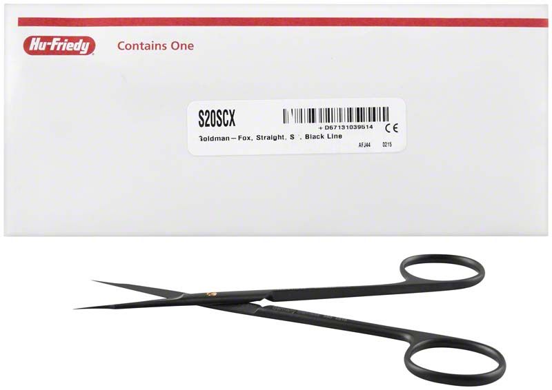 Schwarze gerade Goldman-Fox Schere Super-Cut auf weißem Hintergrund.