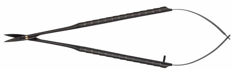 Schwarze Mikrochirurgie-Schere Super-Cut Castro mit feinen Klingen.