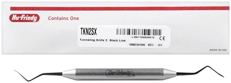 Tunnelierinstrument mit schwarzer Linie und zwei Hakenenden, Modell Figur 2.