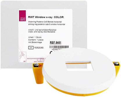 RWT window x-ray® COLOR Visierring Posterior 2x3 in Weiß mit gelben Details.