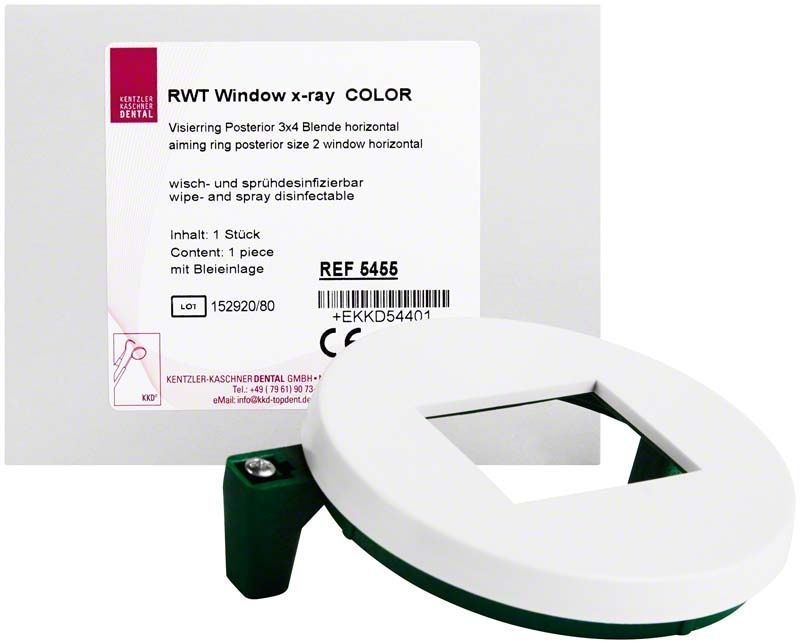 RWT window x-ray® COLOR Visierring Endo 3x4 mit Verpackung und Etikett.