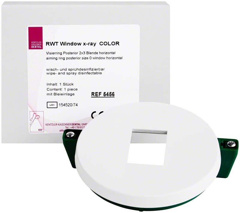 RWT window x-ray® COLOR Visierring Endo 2x3 vor Verpackung mit Produktdetails.