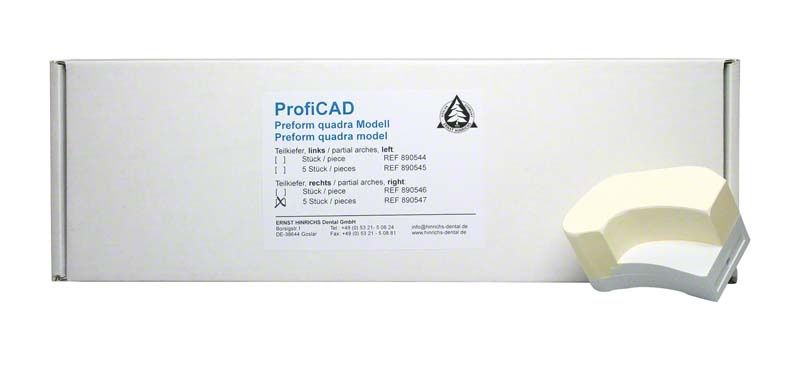 Verpackung der ProfiCAD Preform quadra Modelle mit fünf Stück.