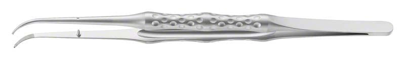 Chirurgische Mikro-Pinzette, gebogen, 17,5 cm, mit strukturiertem Griff.