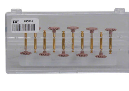 Zehn EVE DIACOMP® plus TWIST Vorpolierer in transparenter Kunststoffbox.