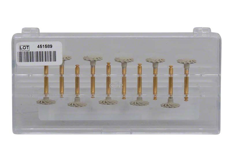 Hochglanzpolierer EVE DIACOMP® plus TWIST Rad in transparenter Aufbewahrungsbox.