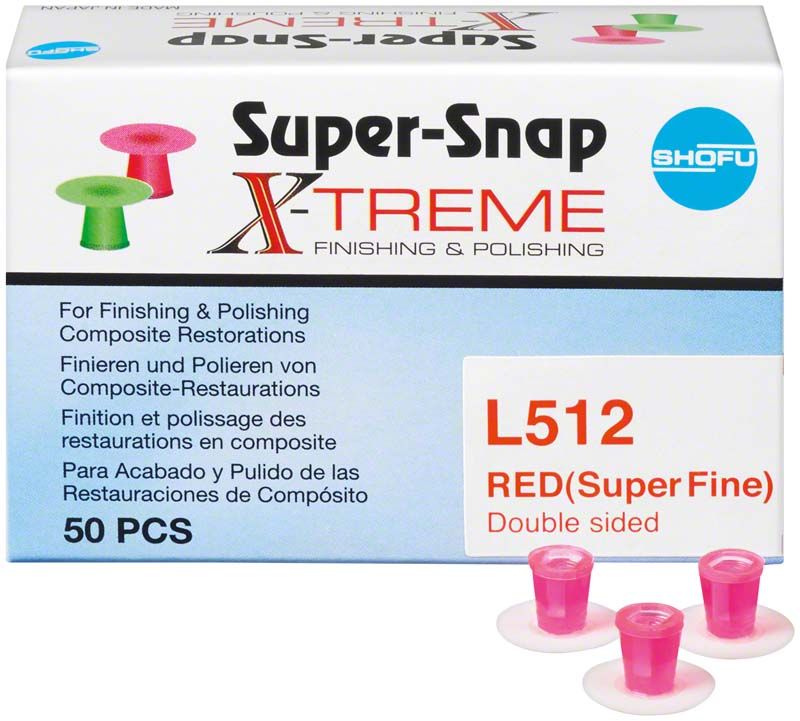 Super-Snap X-Treme Polierscheiben L512, doppelseitig, 50 Stück, rot, extrafein.