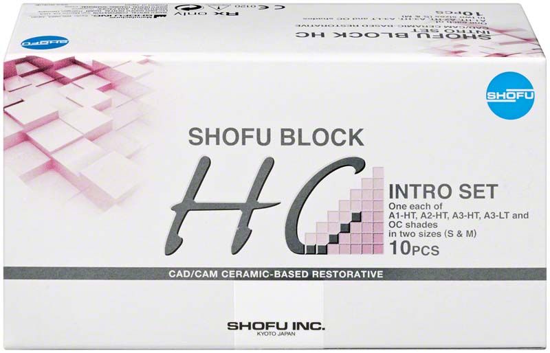 SHOFU Block HC Intro Set Universal Verpackung mit Produktinformationen und Logo.