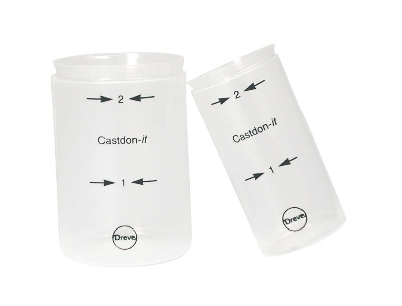Dosierhilfen Castdon-it mit Markierungen und Dreve-Logo.
