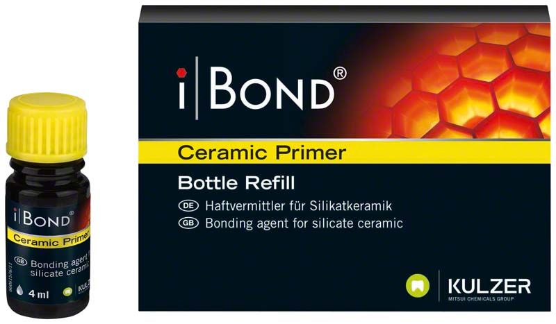 iBond Ceramic Primer Flasche und Verpackung mit Aufschrift und Logo von Kulzer