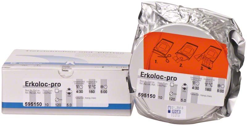 Verpackung der Erkoloc-pro Doppelschicht-Folie für dentalen Einsatz.