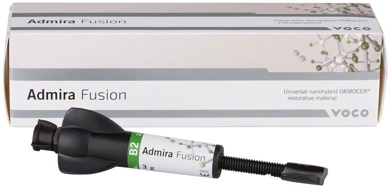 Admira Fusion Spritze B2 mit Verpackung und Produktdetails.