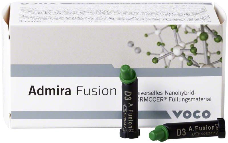 Admira® Fusion Caps D3 vor Verpackung mit Nanohybrid-ORMOCER-Technologie.