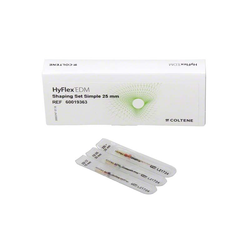 HyFlex™ EDM Shaping Simple Set 25mm mit Verpackung und Feilen.