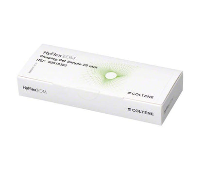 HyFlex™ EDM Shaping Simple Set 25mm in weißer Verpackung mit grünem Design.